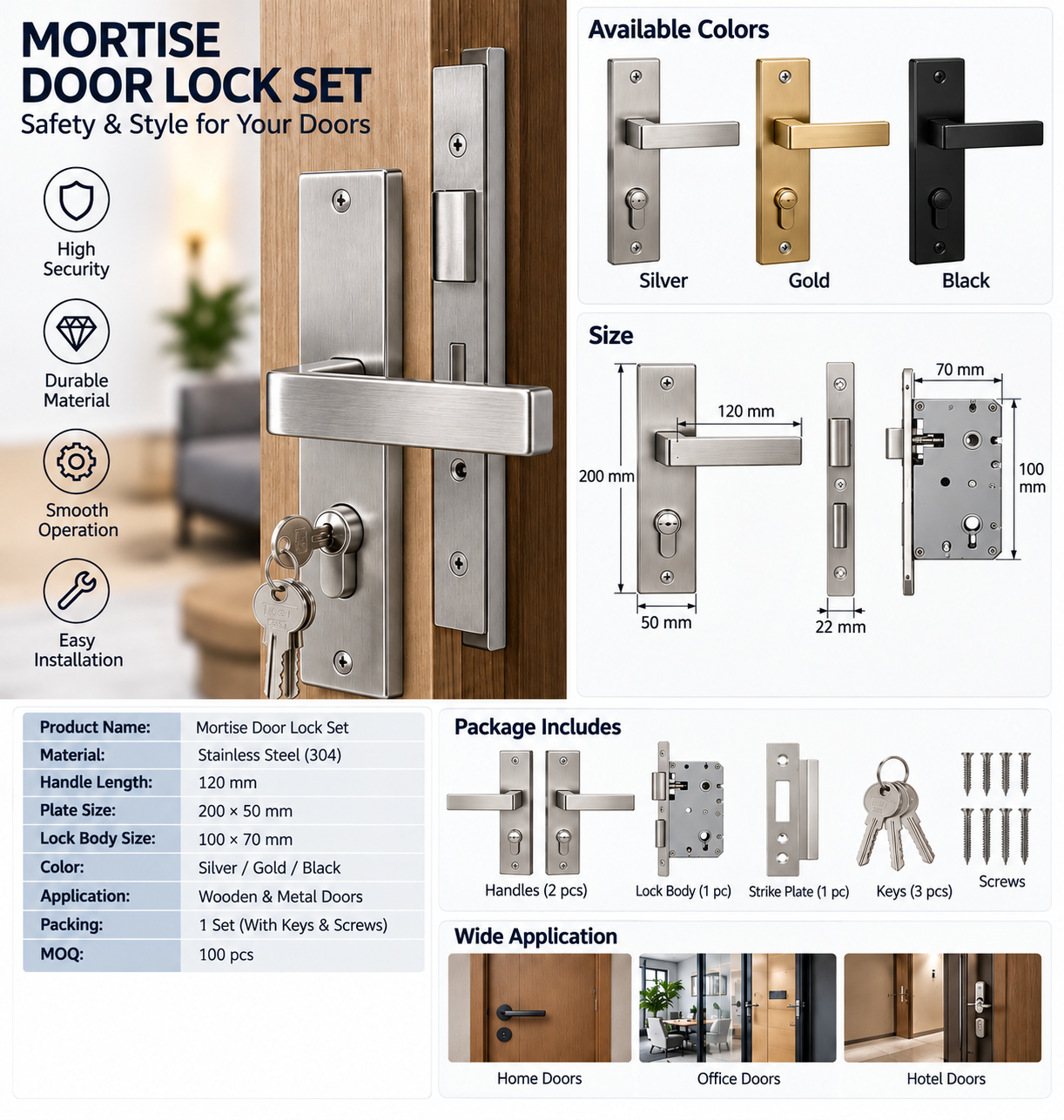 Mortise Door Lock Set